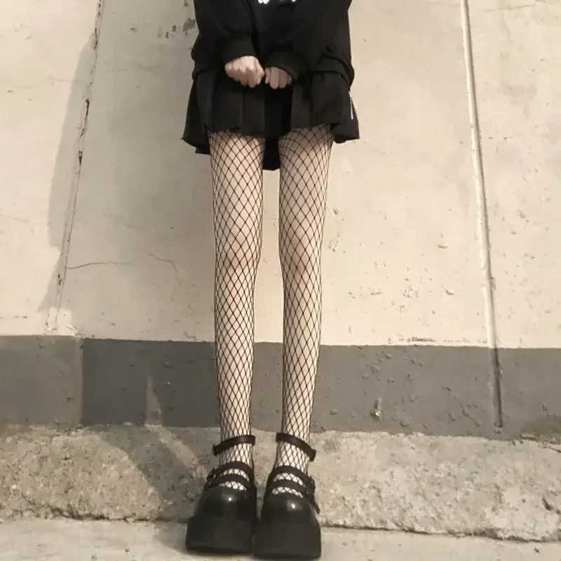Gothic Dark Girls Skull Hollowed Out Tights Punk Women Sexy Fishnet Black Stockings Goth Lolita Nylon Spider Web Mesh Pantyhose: Brown