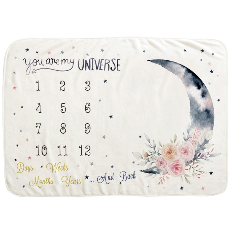 Infant Monthly Record Growth Milestone Blanket Newborn Photography Props Cloth: 2
