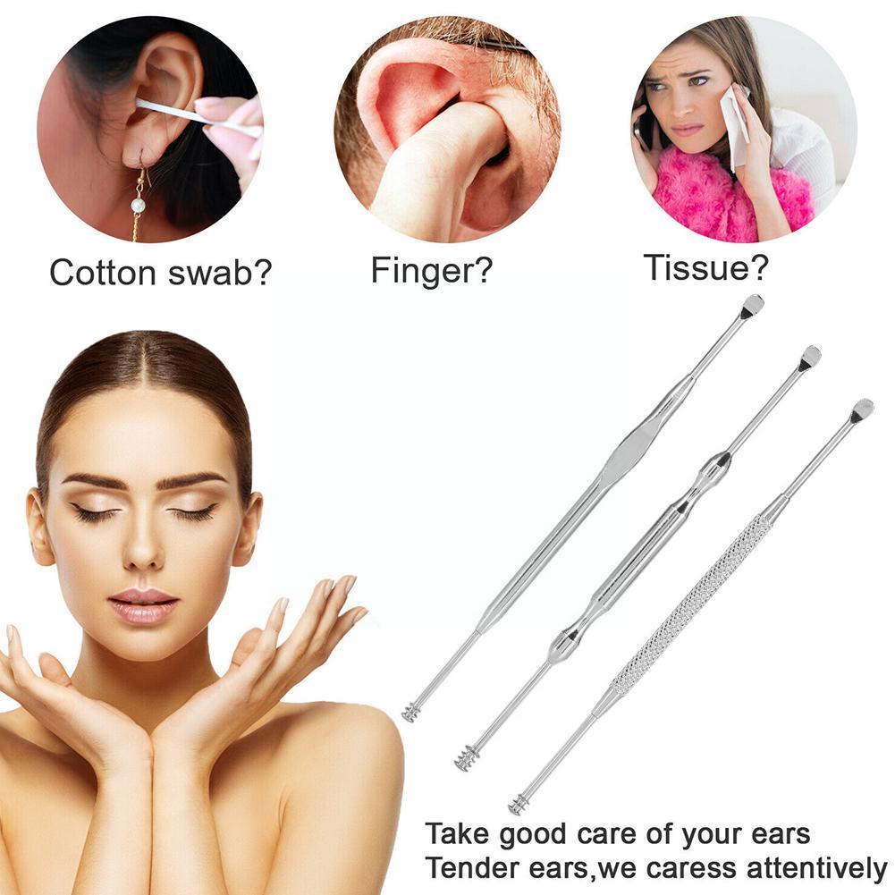 Écouvillon De nettoyage des oreilles en Silicone souple, Double tête, dissolvant De cérumen, cure-oreille, T7B1