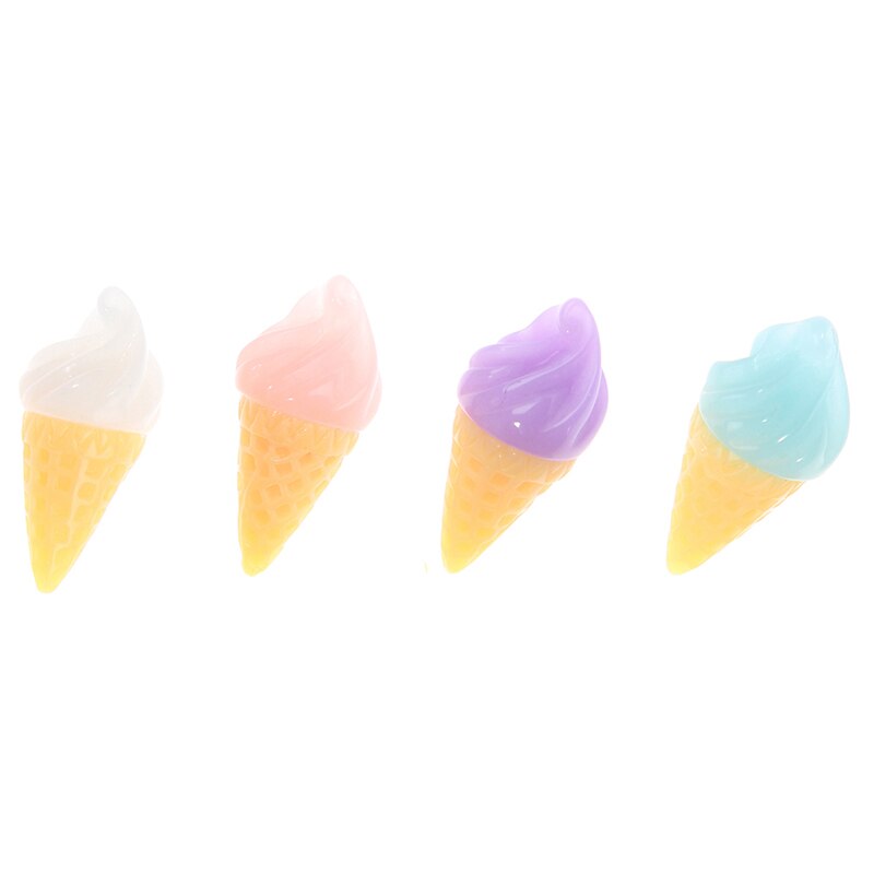 10 Uds. De conos de helado de resina en miniatura, suministros DIY, accesorios, juguetes para juego de imitación