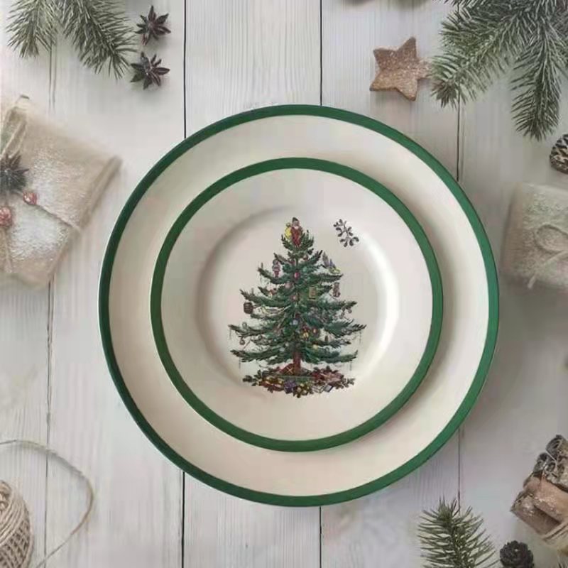 Nordic Salad Plate Christmas Ceramic Cute Noel Christmas Decoration Breakfast Dish Christmas Dinner Plates VVajilla Посуд