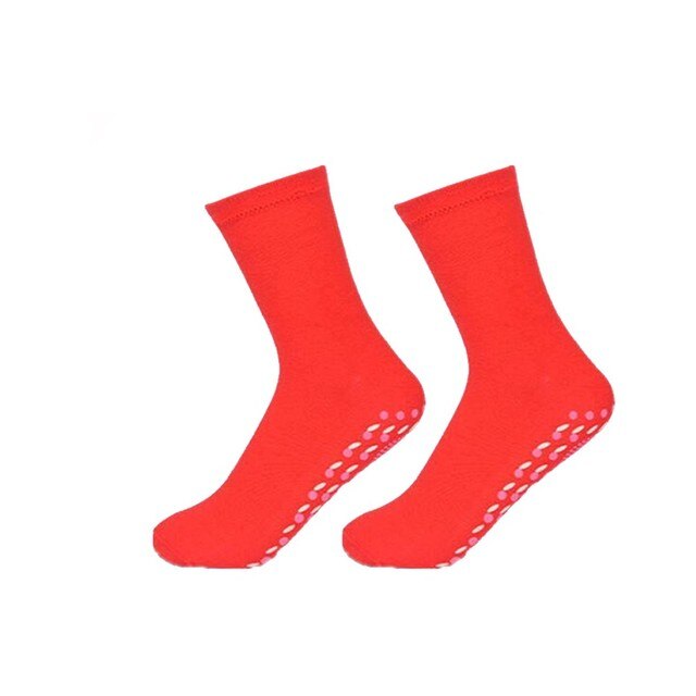 Chaussette magnétique Tourmaline auto-chauffante, 1 paire, chaussettes de thérapie aimantée unisexes, chaussettes de soins de santé chaudes d&#39;hiver pour l&#39;extérieur: Red