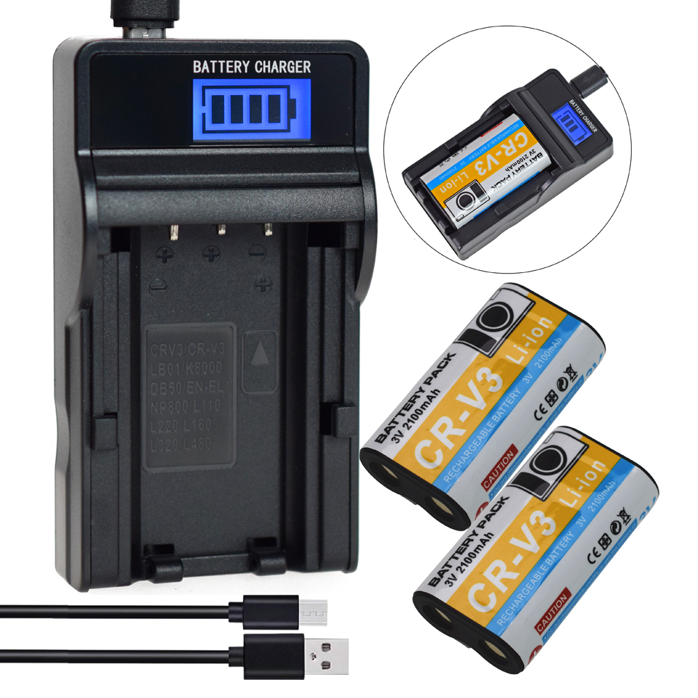 Batterie CR-V3 CR V3 CRV3 + chargeur LCD pour Kodak Z710, Z740, Z885, Z1275, CR-V3P, CRV3L: Rose