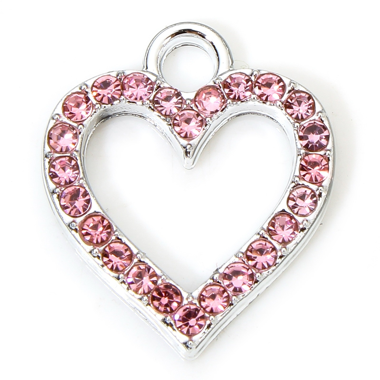 10 Uds. De dijes de corazón Micro pavé, aleación a base de Zinc, dijes para el Día de San Valentín, colgantes pequeños multicolores para joyería DIY 17,5mm x 15mm: orange