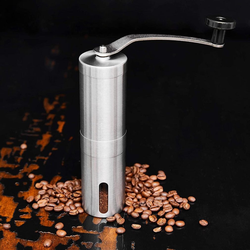 Silver Coffee Grinder Mini Stainless Steel Hand Manual Handmade Coffee Bean Burr Grinders Mill Kitchen Tool Grinders: Default Title