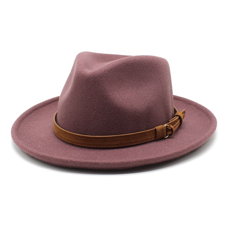 lidafish Wool Felt Fedoras Hats For Men Autumn Winter Trilby Cap Curved Brim Formal Jazz Dress Hat: Sauce purple