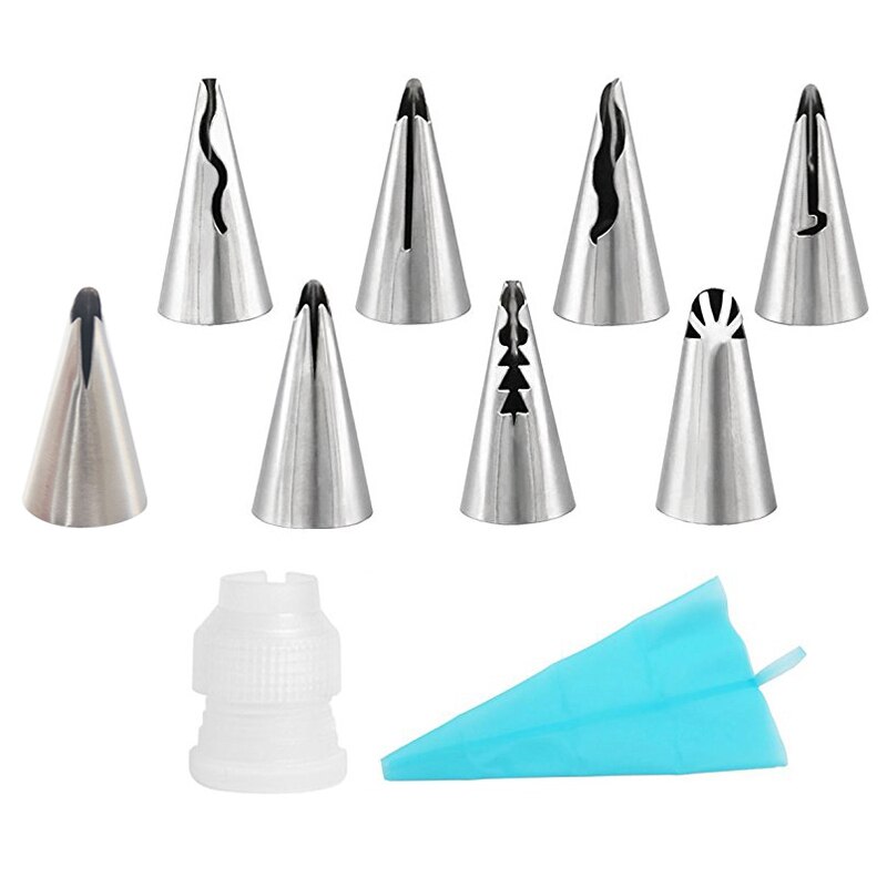 8 Stks/set Bruiloft Icing Nozzles 304 Rvs Russische Piping Tips Ruche Piping Nozzles Cake Decorating Gereedschap: 10 pcs