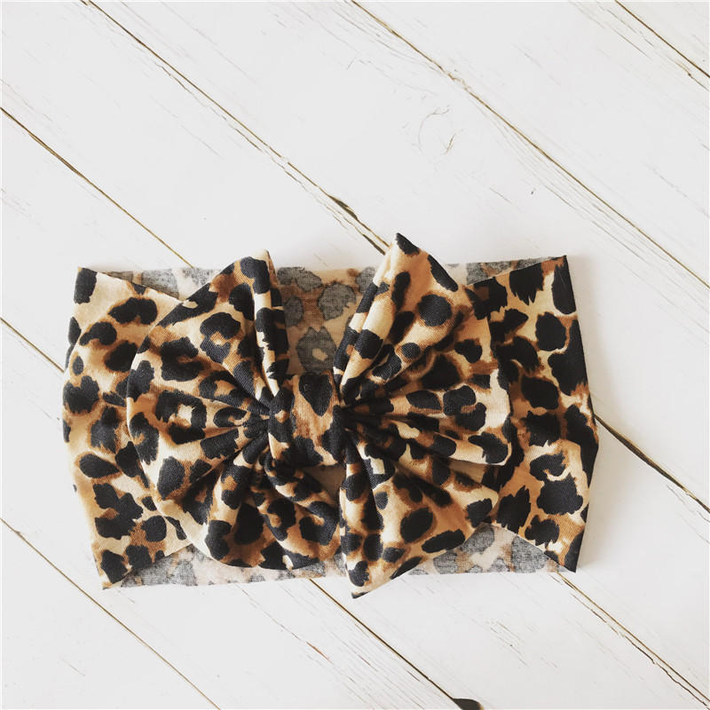 BalleenShiny – bandeau extensible léopard pour enfants, couvre-chef large à gros nœud, accessoires de cheveux pour filles, nouvelle: T1