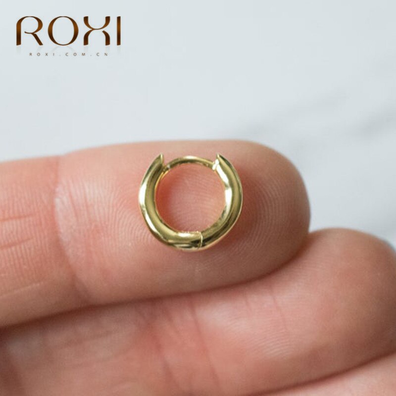 ROXI 925 de plata esterlina pendiente Simple de pequeña ronda pendientes círculo pendientes para las mujeres joyas de oído hebilla pendientes