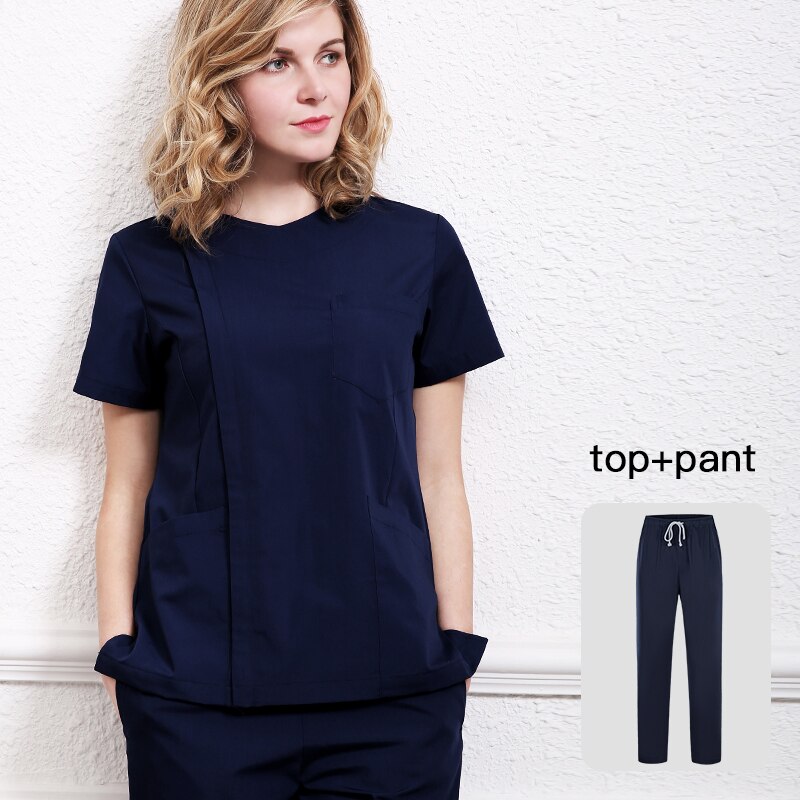 Concealed zipper Spa uniform Beauty Salon Work scrubs uniforms unisex scrubs tops /pants Health worker work clothes