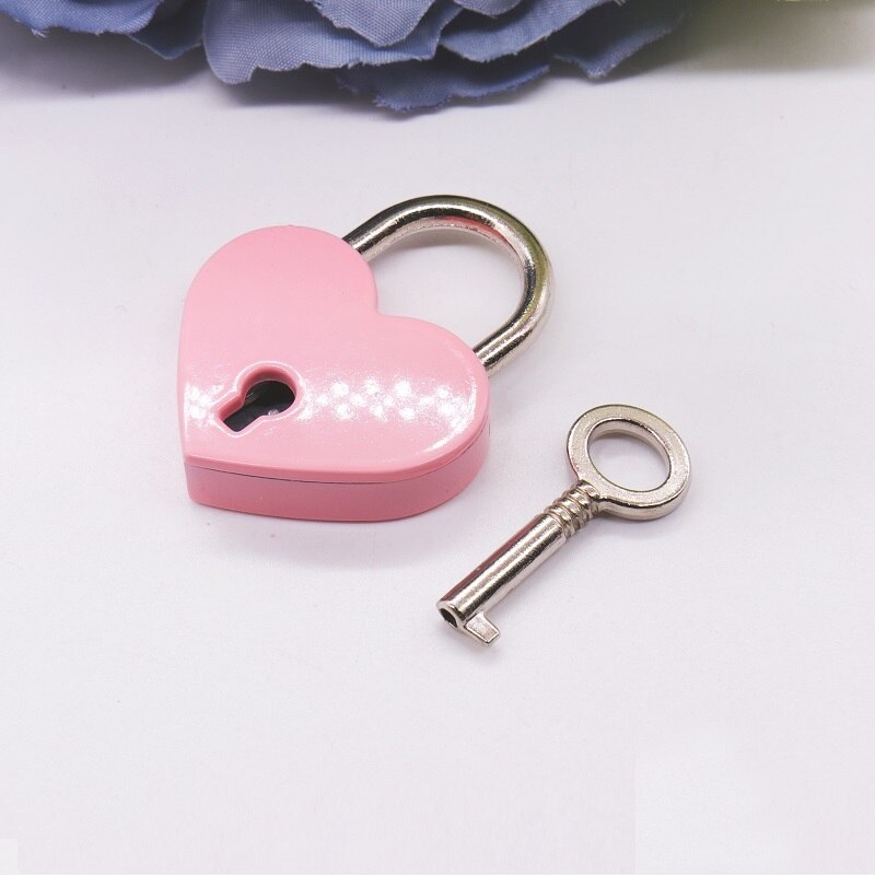 Mini serrure en forme de cœur avec clé, accessoires de jeu de mariage, joli pour les invités, magnifique verrou à souhaits, fournitures de bricolage: pink