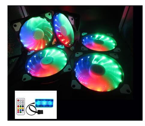 Rgb Fan 120 Mm Set Aangepast 15LED Pc Fan Controller Cooler 12 Cm Computer Game Case Pc Koelventilator Rustige remote Fan Sync Led Hub: 5pc RGB set