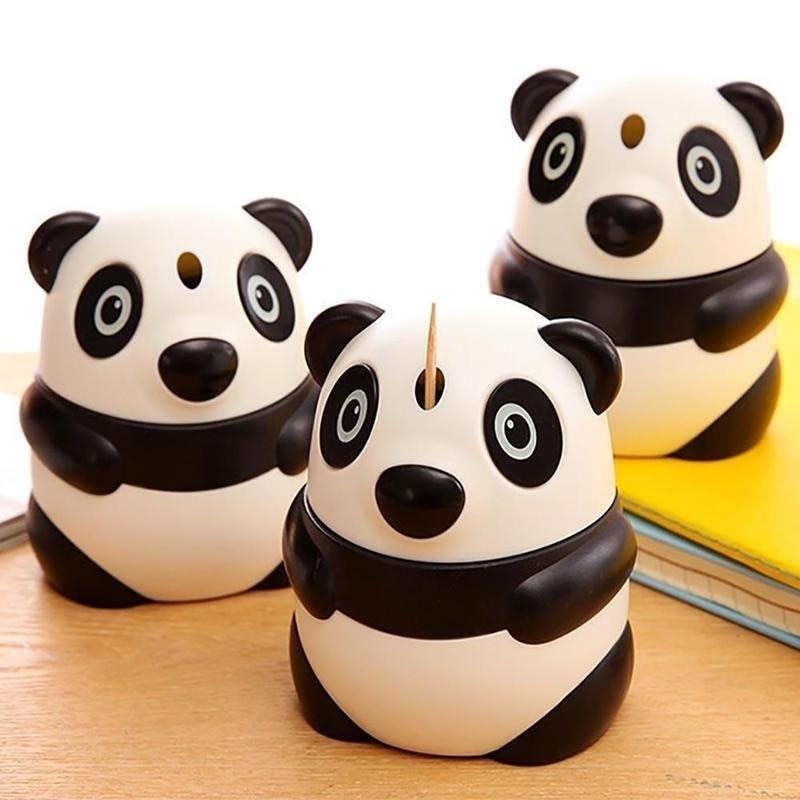 Boîte à cure-dents automatique Panda, Type de pression manuelle, cure-dents, extincteurs mignon dessin animé, boîte à cure-dents en plastique de Table