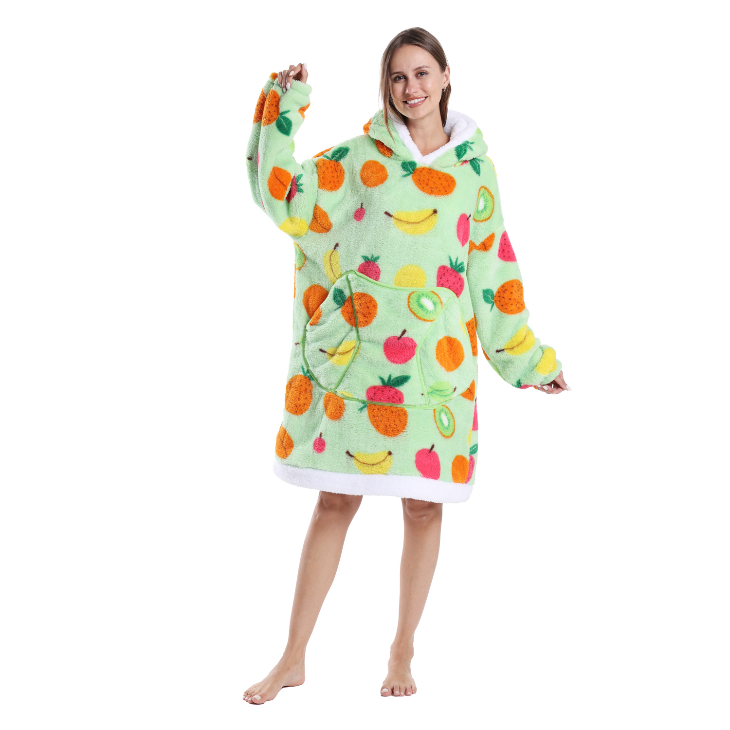 Winter Warm Fleece Fluffy Fuzzy Blanket Hoodie Thick Wearable Blanket Hooded Blanket for Adults Men Women Christmas