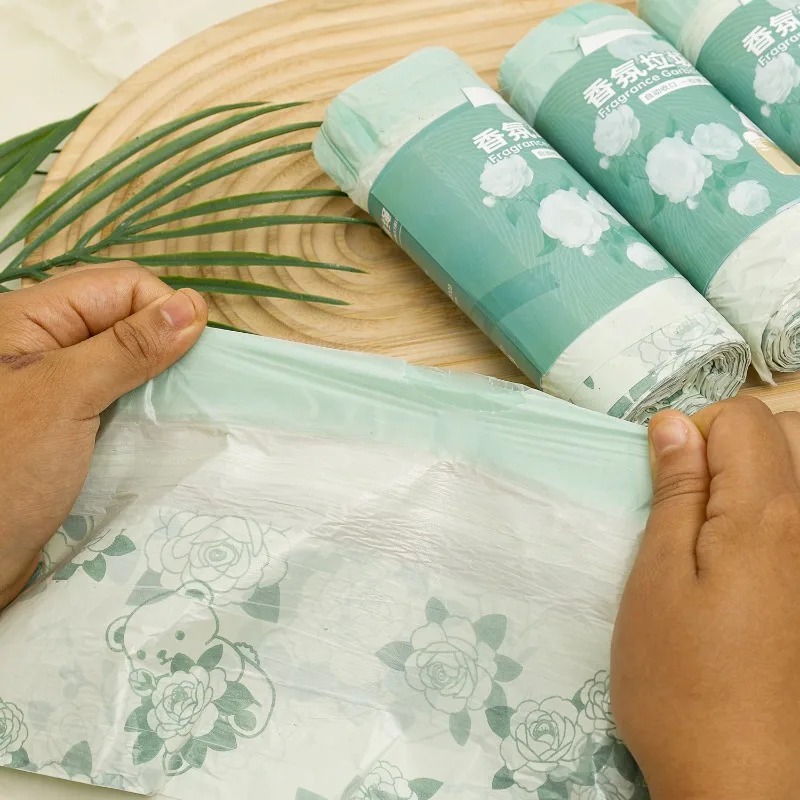 Handzame vuilniszakken met trekkoord en geur voor keuken, kantoor, badkamer, prullenbakken, studentenkamers, wegwerpvuilniszakken