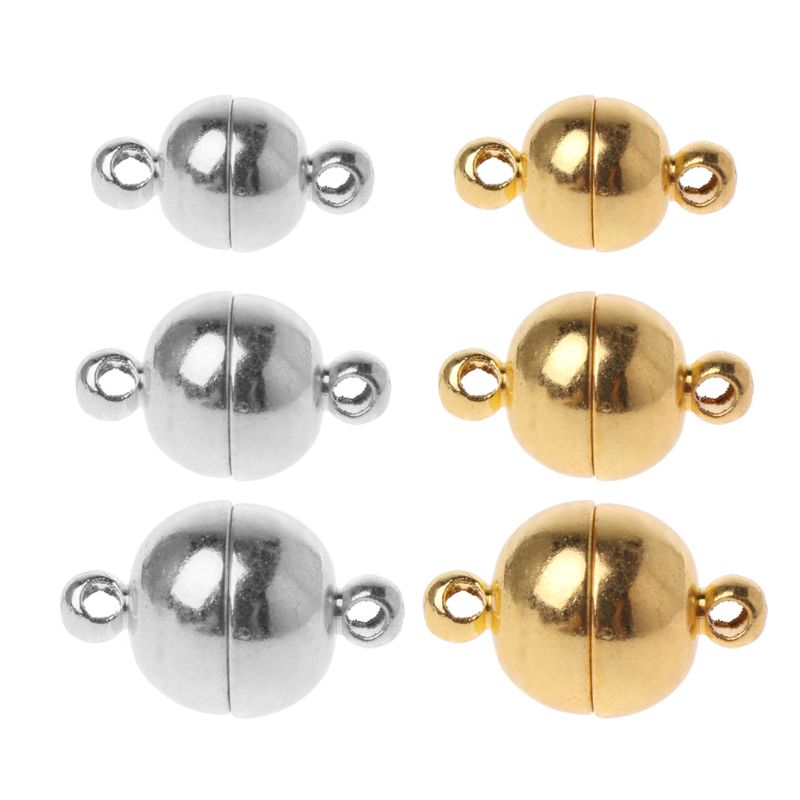 10 Pcs Rvs Ball Vorm Magnetische Sluiting Converter Voor Sieraden Maken Goud Zilver Wit