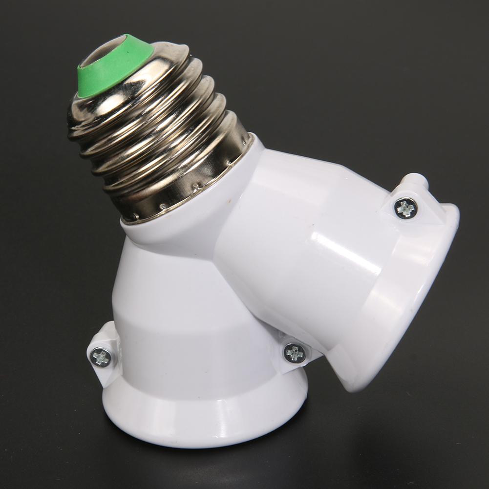 2 In 1 Double E27 Socket Base Extender Splitter Plug Halogen Light Lamp Bulb Holder Copper Contact Adapter Converter