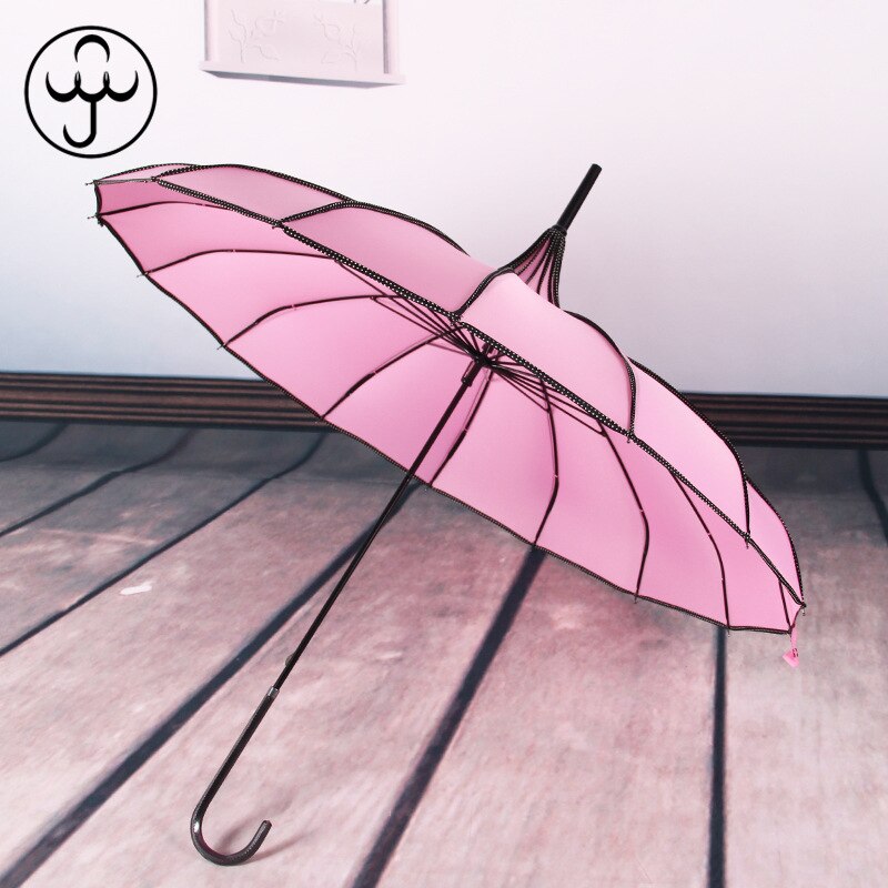Parapluie de pagode à un point, longue poignée, pare-soleil pour princesse, enveloppé, photographie créative, rétro, ensoleillé, pluie: pink