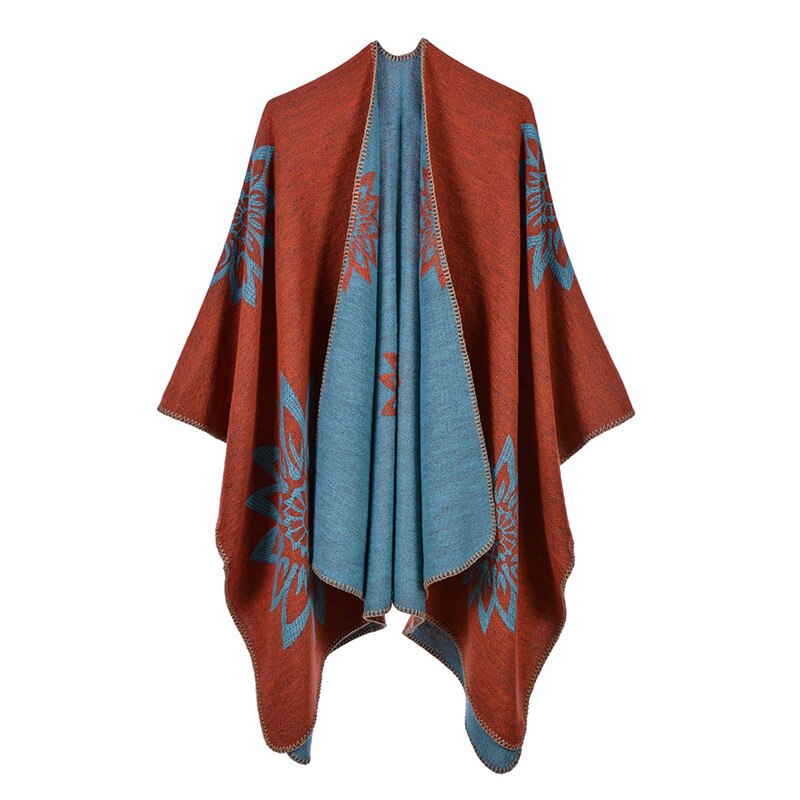 Blomster poncho kapper vinter kashmir tørklæde tyk tæppe sjaler og indpakning lange kvaster pashmina damer vinterkappe: 5