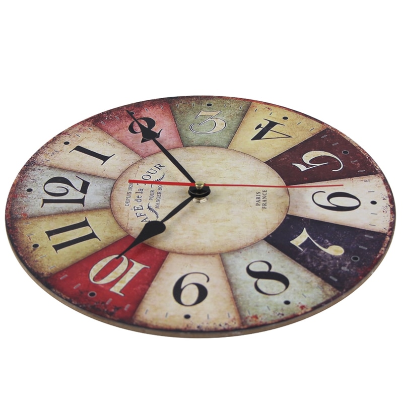 Reloj de pared de madera Timelike moderno Vintage rústico Shabby Chic hogar Oficina café reloj grande artístico de decoración