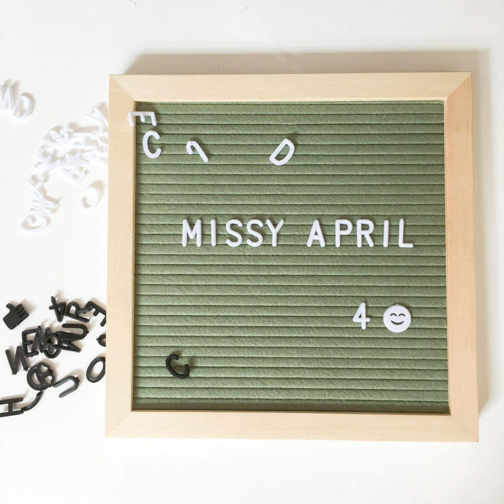 Vilt Brief Board Houten Frame Kantoor Verwisselbare 25X25Cm Boards Symbolen Bericht Cijfers Home: Grass Green