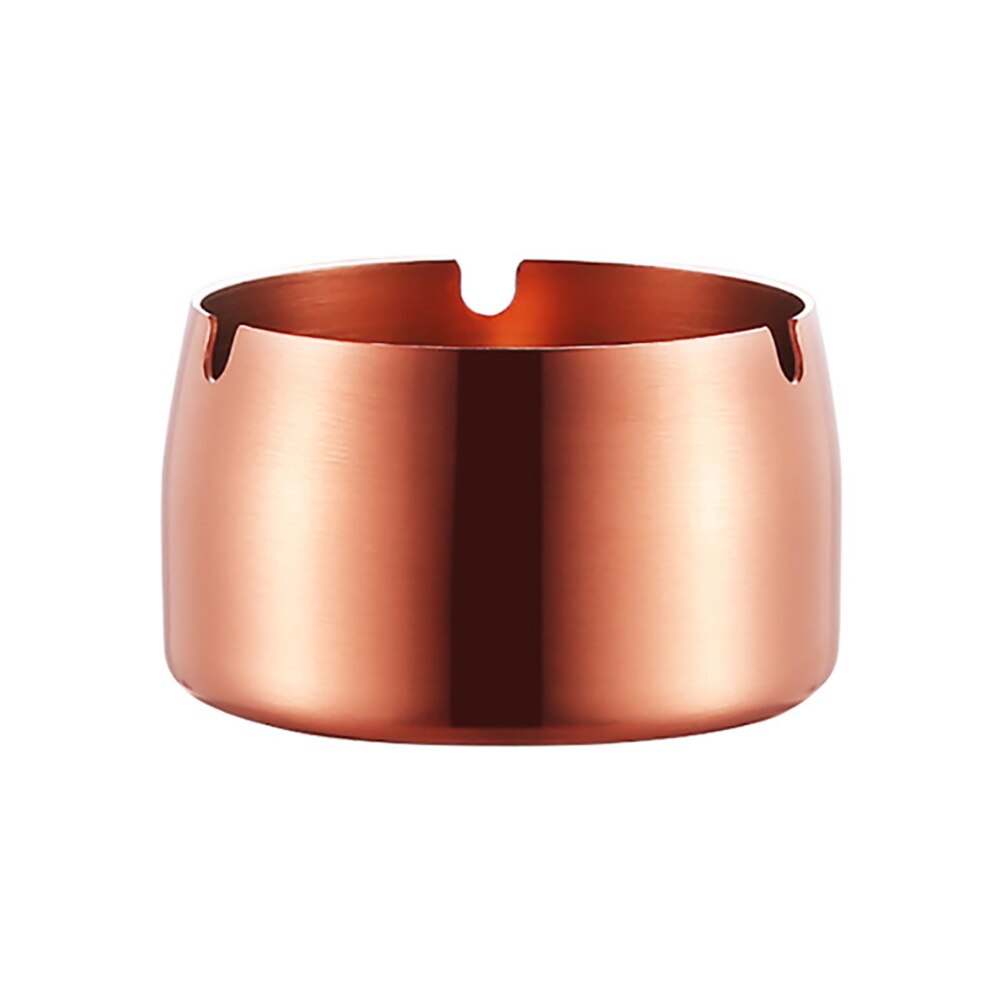 Round Durable Ash Tray Stainless Steel High Temperature Resistant Ashtrays Desktop Ash Holder Ash Tray Smoking Accessories: Rose Gold