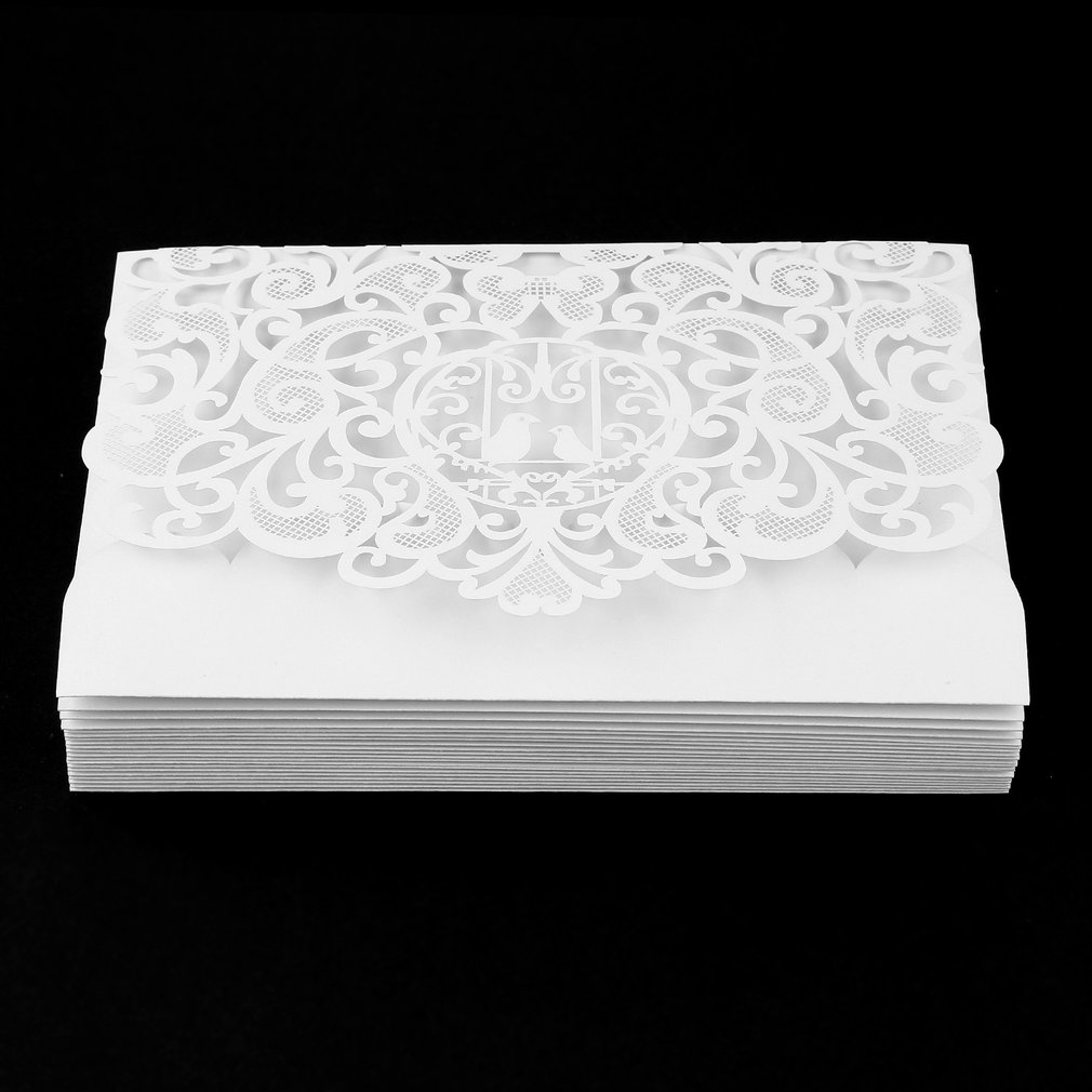 20 pièces couverture de carte d'invitation pliable exquise évider la couverture de robe de mariée de mariée conçue pour une utilisation de fête de mariage