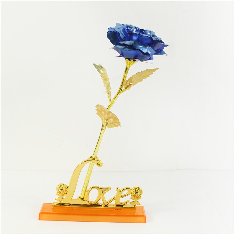 Galaxy Rose Eternal 24K Gold Flower Foil Plastic Artificial Roses Valentines Day Beauty Golden Flowers for Wedding Decor