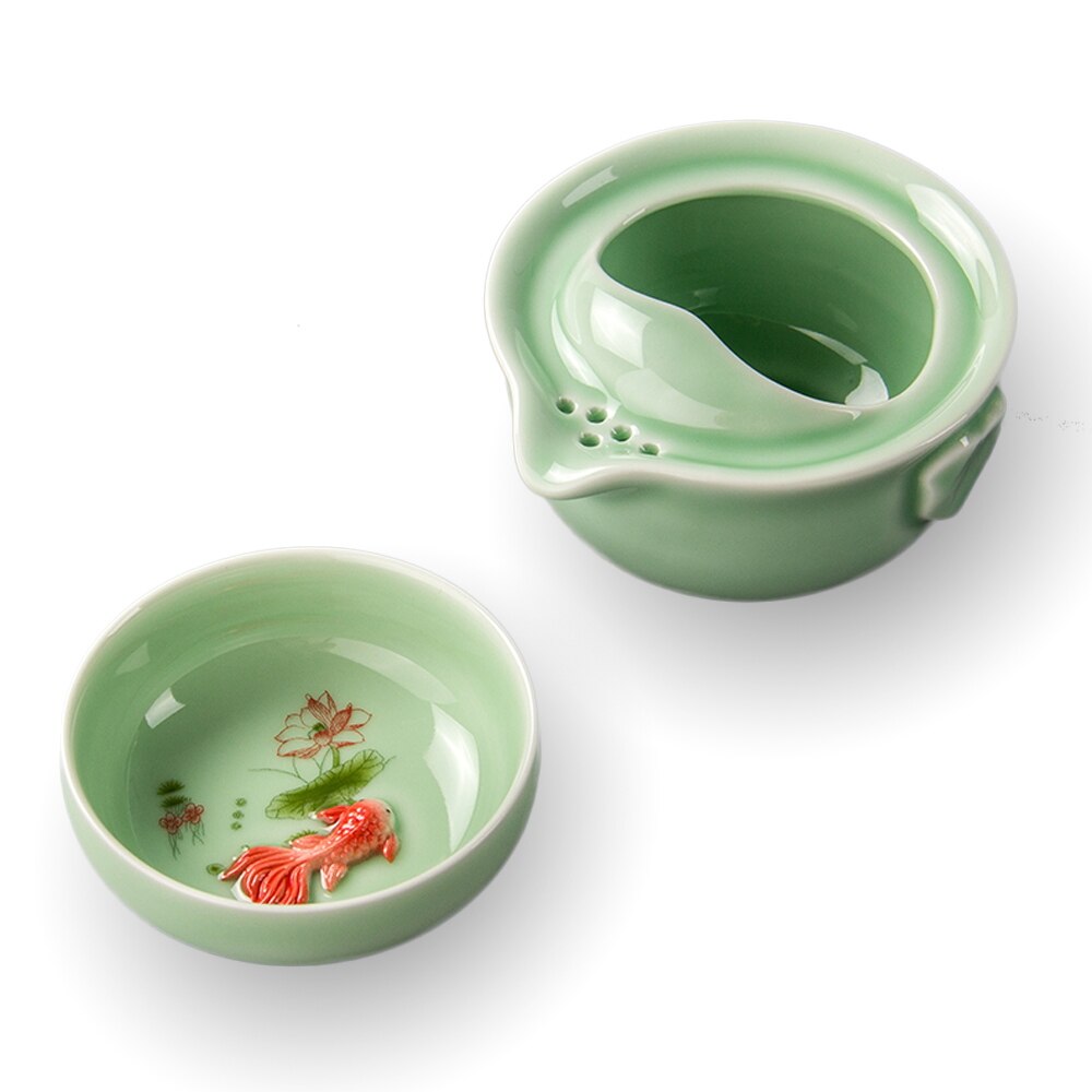 Rejse bærbar tekande quik kop 1 kande 1 kop bil kontor udendørs tekande kung fu fisk kop ven teasets  d036