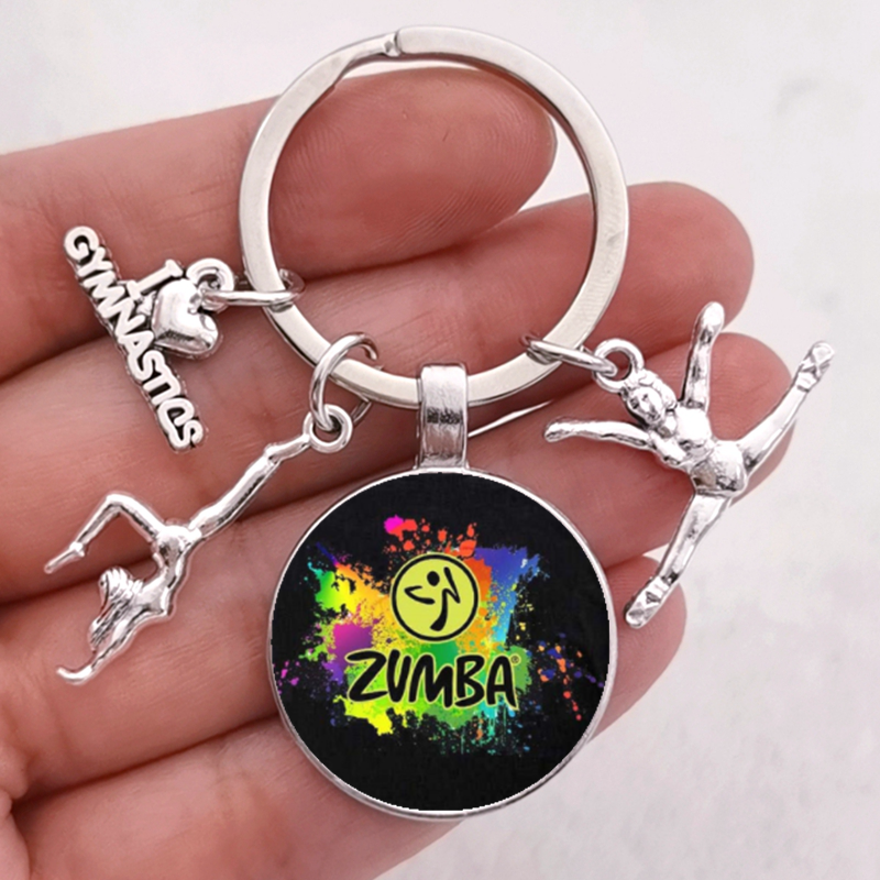 Mode Zumba Glas Sleutelhanger Fitness Dans Brief Foto Sleutelhanger Sport Gymnastiek sleutelhanger Ik hou van Fitness Sleutelhanger Sieraden