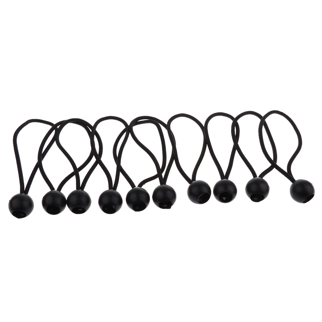 Cuerdas elásticas con bolas para toldo, lona, carpa, bastidores de alambre, 10 Uds.: Black