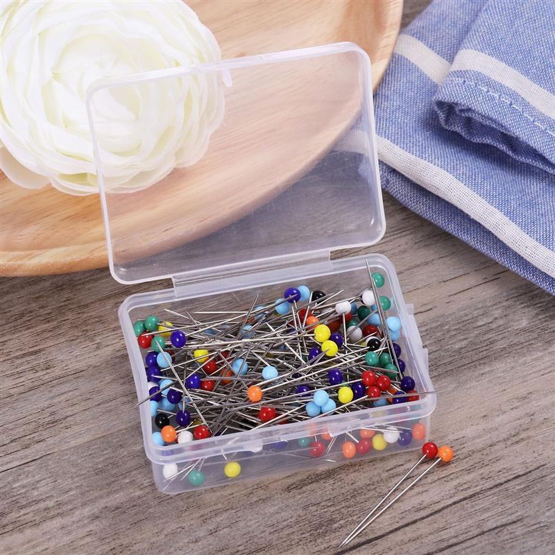 250 Uds de alfileres de cabeza Multicolor de Pin para manualidades de costura hágalo usted mismo de cuentas de vidrio de aguja Pin (4mm CABEZA + 34mm)