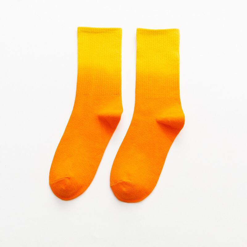 Unisex sokker mandskabsstrømper bomuld farverige åndbare neon farve kvinder og mænd sports lange sokker: Orange