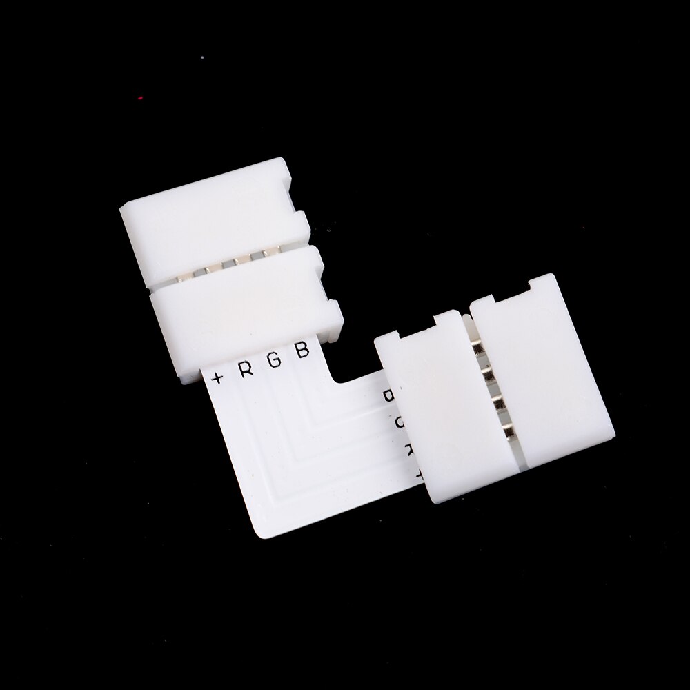 5pc 5050 10mm L Shape Connector RGB LED Strip Adapter 90 Degree Corner Connector 4-Pin welding-free connector light with adapter