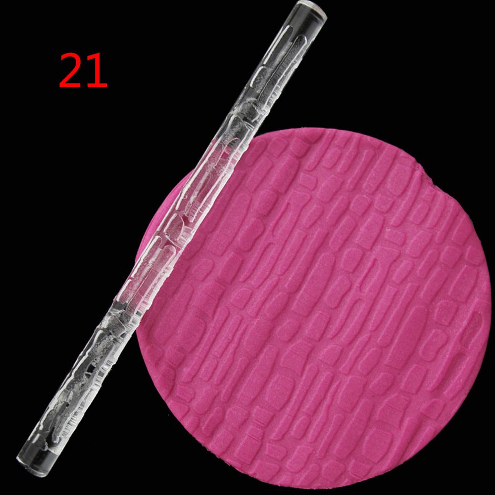 1PC Multi-style Acrylic Embossing Rolling Pin Fondant Cake Sugarcraft Impression Rolling Pin Pastry Roller Baking Tools: 21