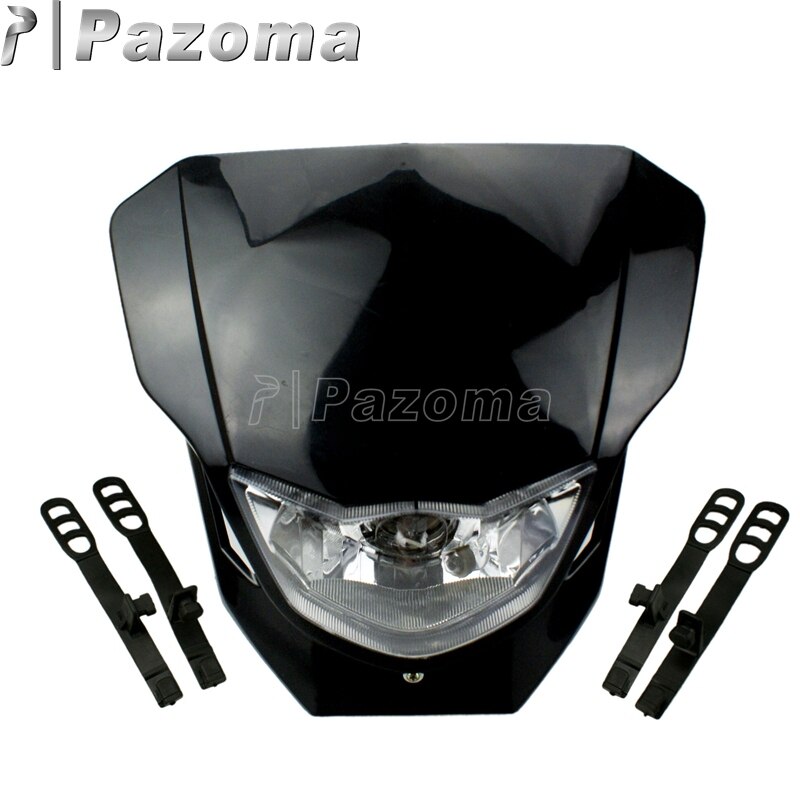 Pazoma – phare universel blanc pour motos, pour Honda CRF XR Yamaha WR YZ Suzuki DR DMZ Kawasaki KLX KX 250 450, 12V: Black