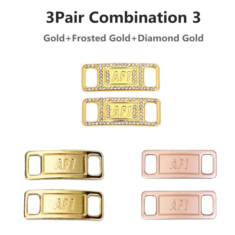 Combinación AF1 de abalorios de diamante para zapatos, cordones de , hebilla de Metal de , decoraciones, Chapa de la Fuerza Aérea 1, accesorios para zapatos: 3Pair Combination 3