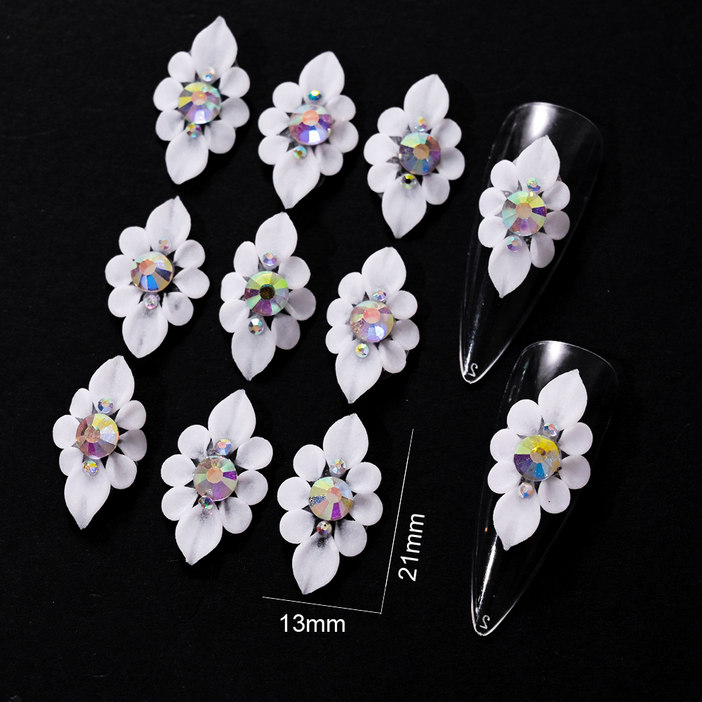 Flores acrílicas 3D para uñas, abalorio para uñas, joyería de perlas pura hecha a mano, accesorios de diamantes de imitación, de flores múltiples, decoración de uñas, 1 ud.: YELLOW