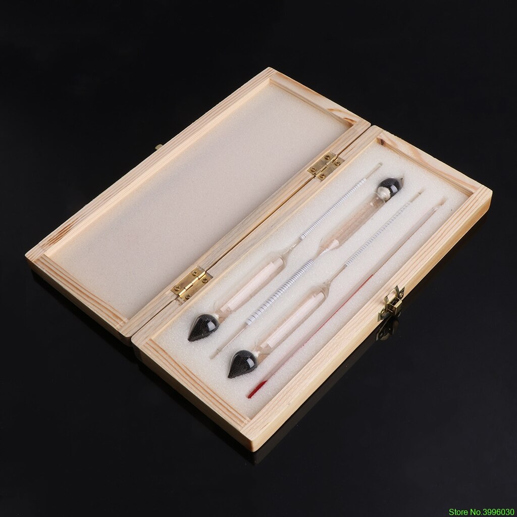 3 stk 0-100%  hydrometer alkoholmeter tester indstillet alkoholkoncentrationsmåler + termometer træ