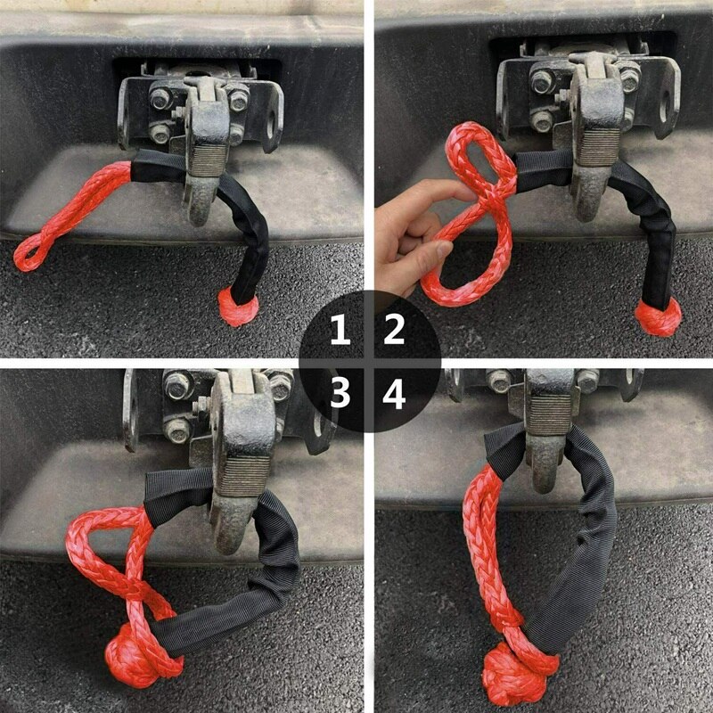 2X Soft Shackle Rope Synthetic Tow Recovery Strap 38,000LBs WLL Auto Parts Tow Rope Synthetic Fiber