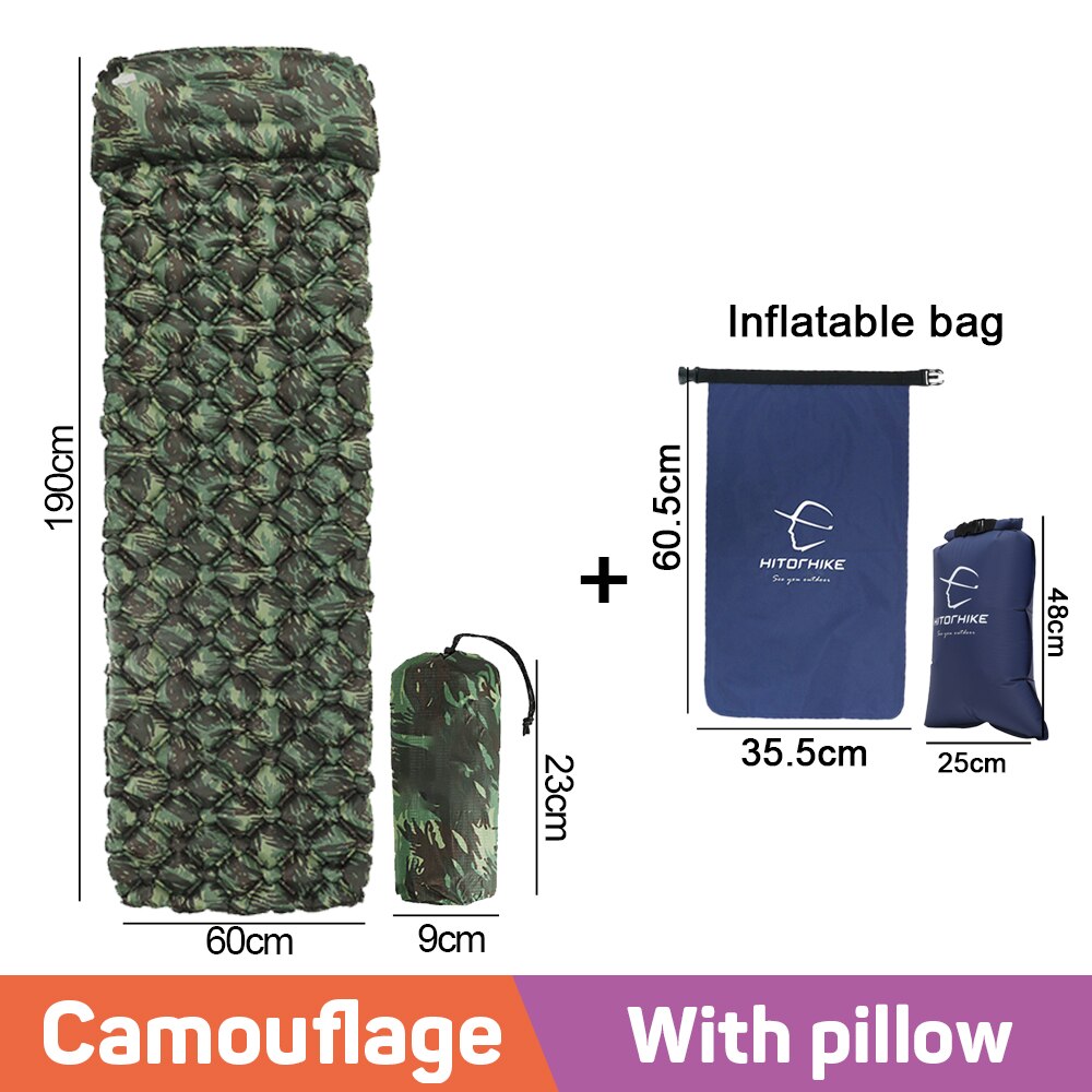 Inflatable Camping Mat Ultralight Sleeping Pad Air Mattresses Portable Outdoor Travel Folding Cushion Bed for Hiking Trekking: Standard E