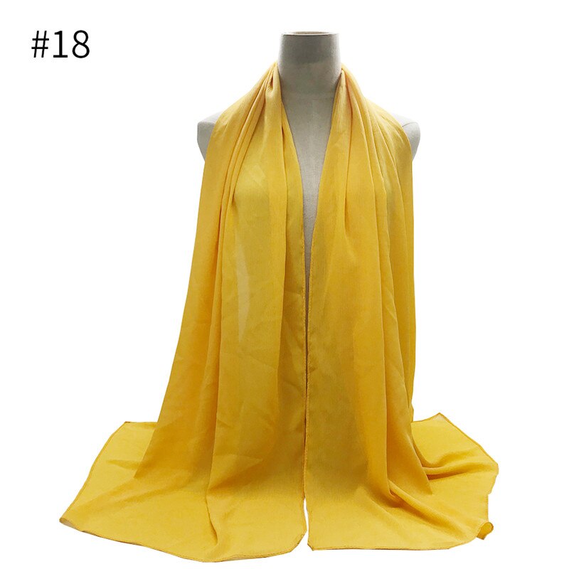 crêpe mousseline hijab écharpe magnifique solide foulards musulmans 10 pièces rides foulards de: 18