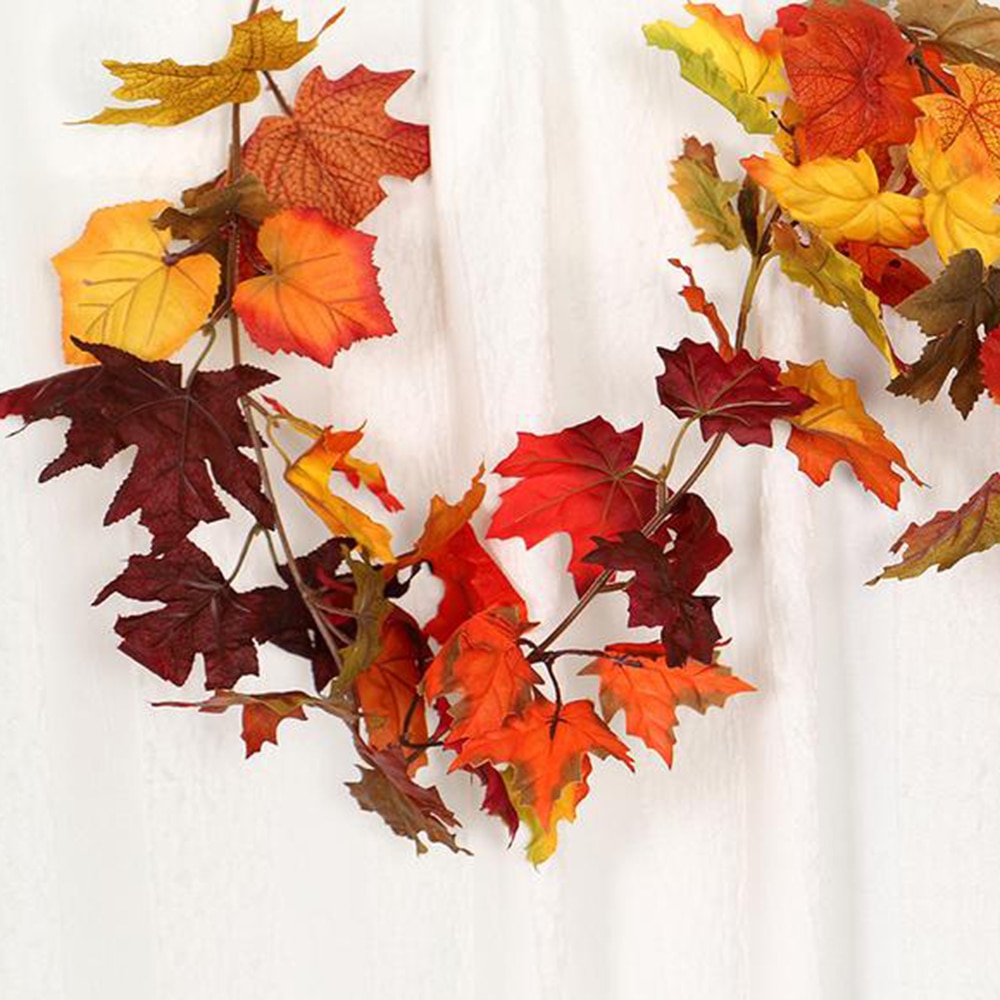 170cm Artificial Autumn Fall Maple Leaves Garland Hanging Plant Home Party Decor Wedding Party Simulation Wicker Leaves Vine Dec