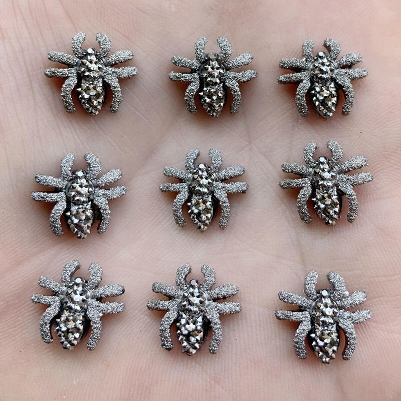 60pcs 13mm Vintage Mini Spider plat hars cabochons Rhinestone Crystal Strass Voor Kleding Sieraden Maken DIY Ambachten: B704