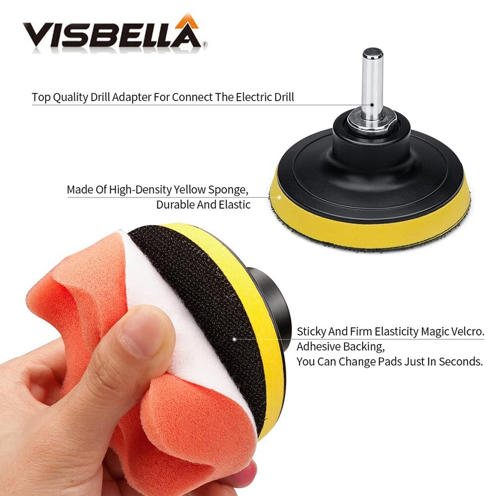 3Inch Car Polishing Kit Sponge Foam Pad Auto Headlight Wheel Polisher Polishing Refurbish Abrasive Disc Sandpaper Buffing Pads
