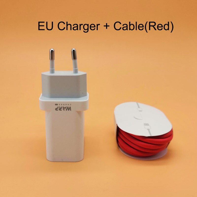 Originele Oneplus 8 7T 7 Pro Charger 30 W Power Adapter Warp Lading 30 Charger Cable 5V 6A voor Een Plus 7 Pro Snel Charing Quick: EUCharger Cable red