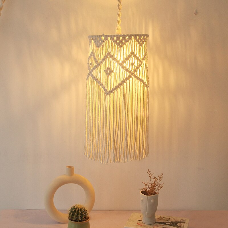 Breien Lampenkap Plafondlamp Schaduw Fitting, Boho Opknoping Hanglamp Voor Woonkamer, Slaapkamer En Badkamer