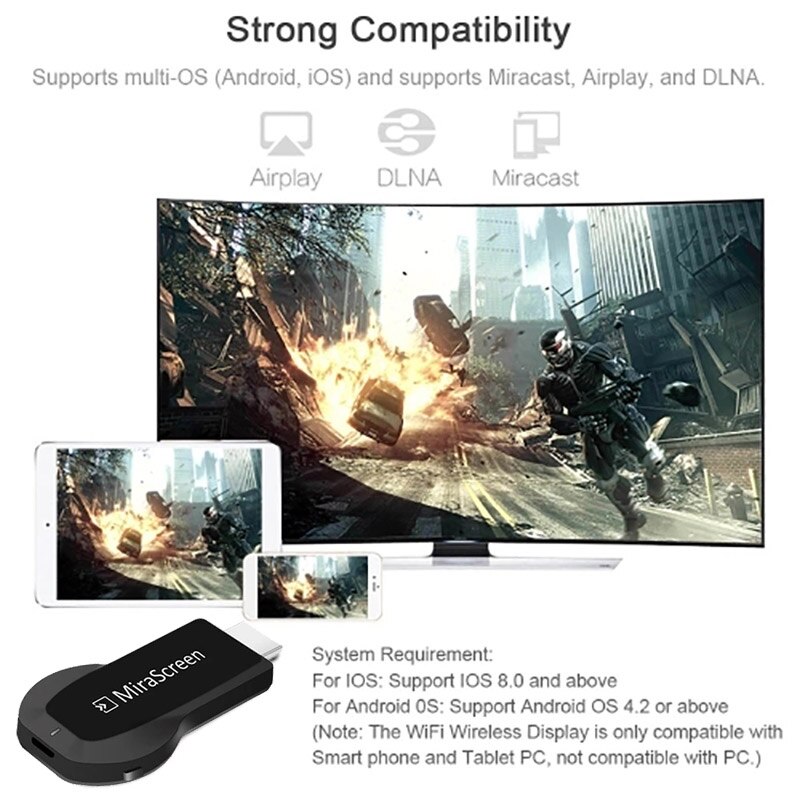 2.4g 4k miracast trådløs dlna airplay hdmi tv stick wifi display dongle modtager til ios android pc hd video trådløs dispaly