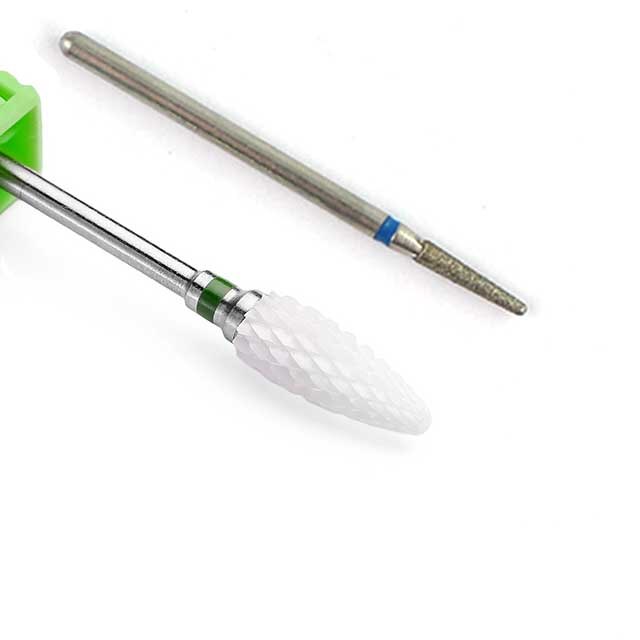 Broca de clavo de cerámica para manicura, fresa de diamante, limas rotativas eléctricas, brocas para pedicura, rebaba, herramientas para quitar cutículas, 2 uds.: 2