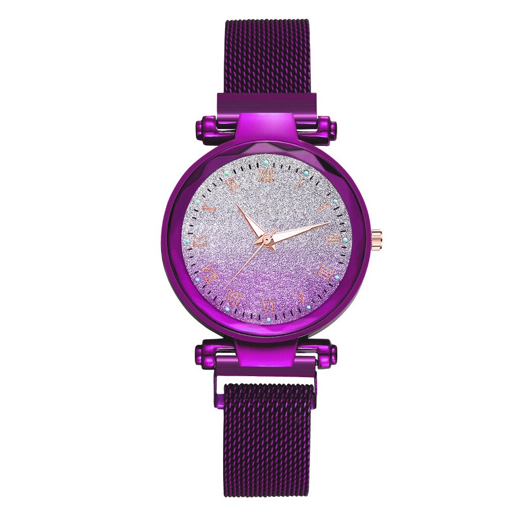 Vansvar Lichtgevende Horloge Vrouwen Quartz Horloge Magneet Gesp Rvs Horloge Mode Dameshorloge Vrouwelijke Klok Zegarek Damski: Purple